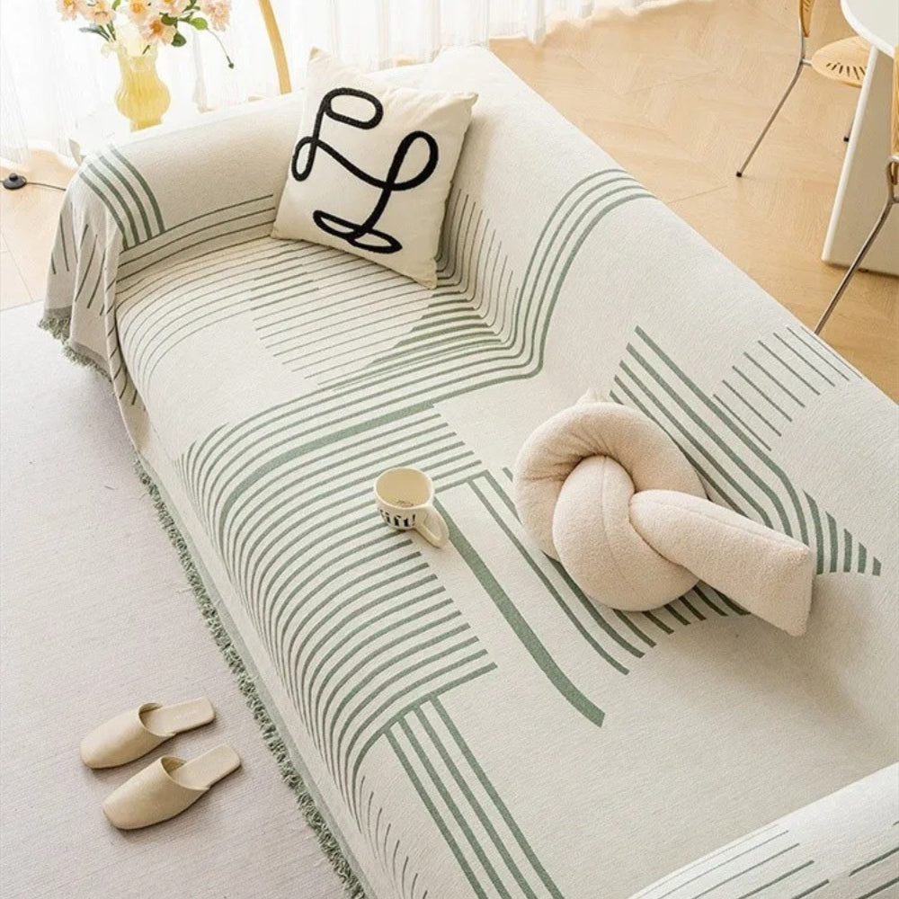 Sofa Cover Chenille Thick Fabric Cozy Snowflake Design Machine Washable 7