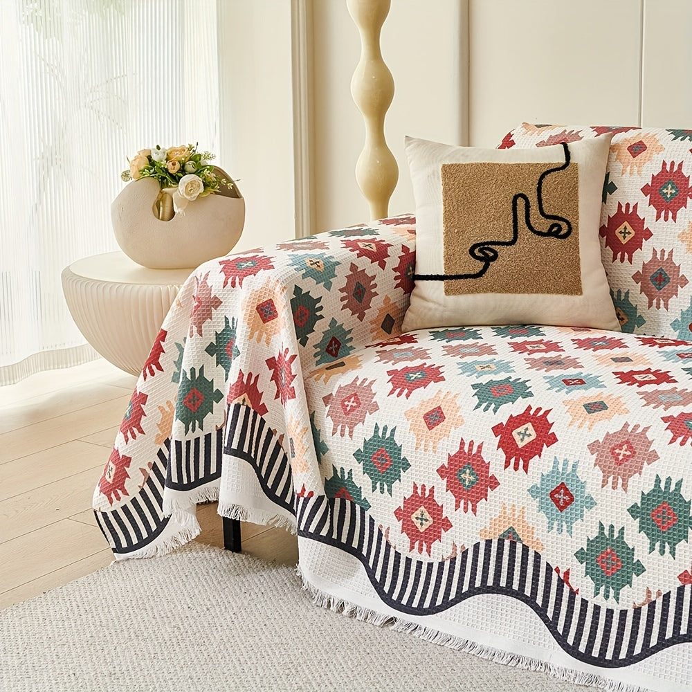 Sofa Cover Durable Microfiber Geometric Design for Cozy Decor 2