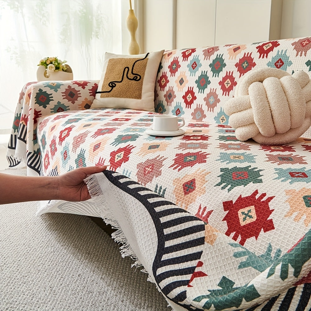 Sofa Cover Durable Microfiber Geometric Design for Cozy Decor 3