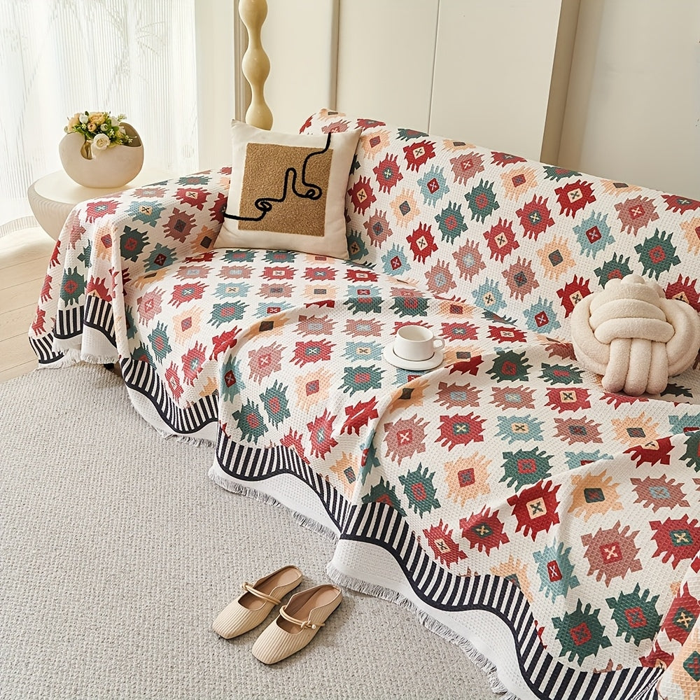 Sofa Cover Durable Microfiber Geometric Design for Cozy Decor 4