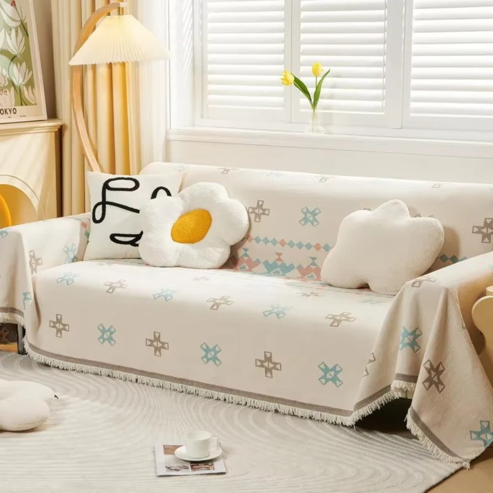 Sofa Cover Soft Chenille Geometric Design Durable Protection 0