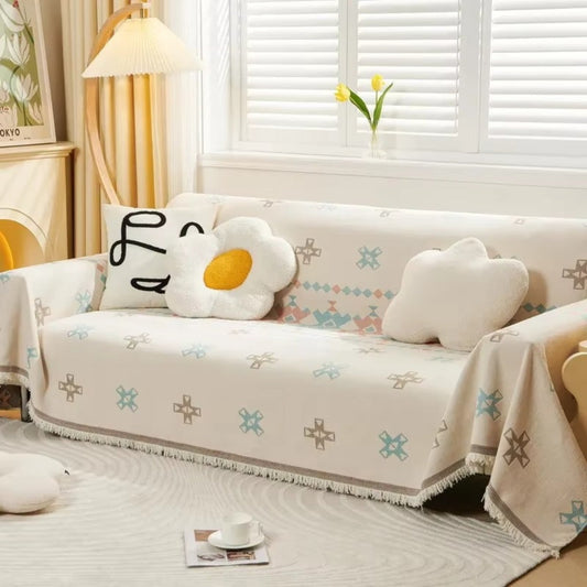 Sofa Cover Soft Chenille Geometric Design Durable Protection 0