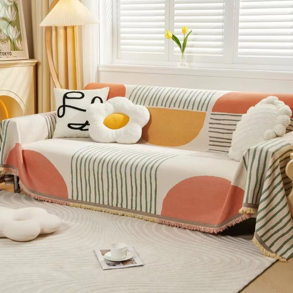 Sofa Cover Soft Chenille Geometric Design Durable Protection 1