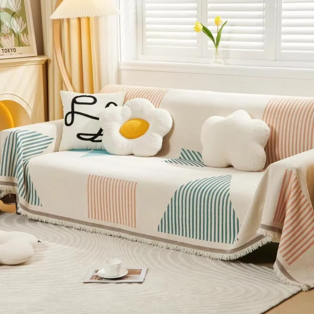 Sofa Cover Soft Chenille Geometric Design Durable Protection 2
