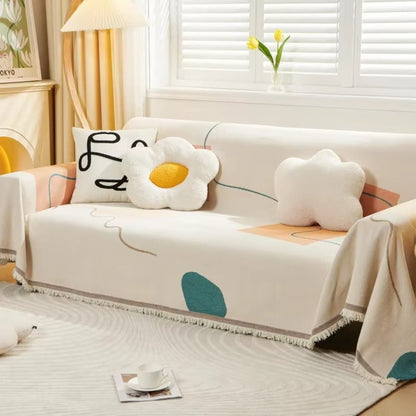 Sofa Cover Soft Chenille Geometric Design Durable Protection 3
