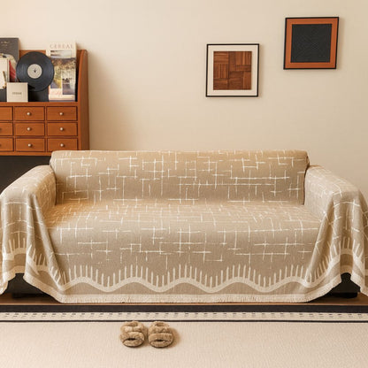 Sofa Cover Soft Microfiber Durable Fringe Elegant Style 1
