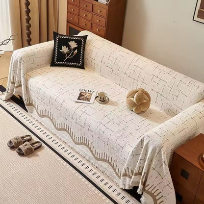 Sofa Cover Soft Microfiber Durable Fringe Elegant Style 4