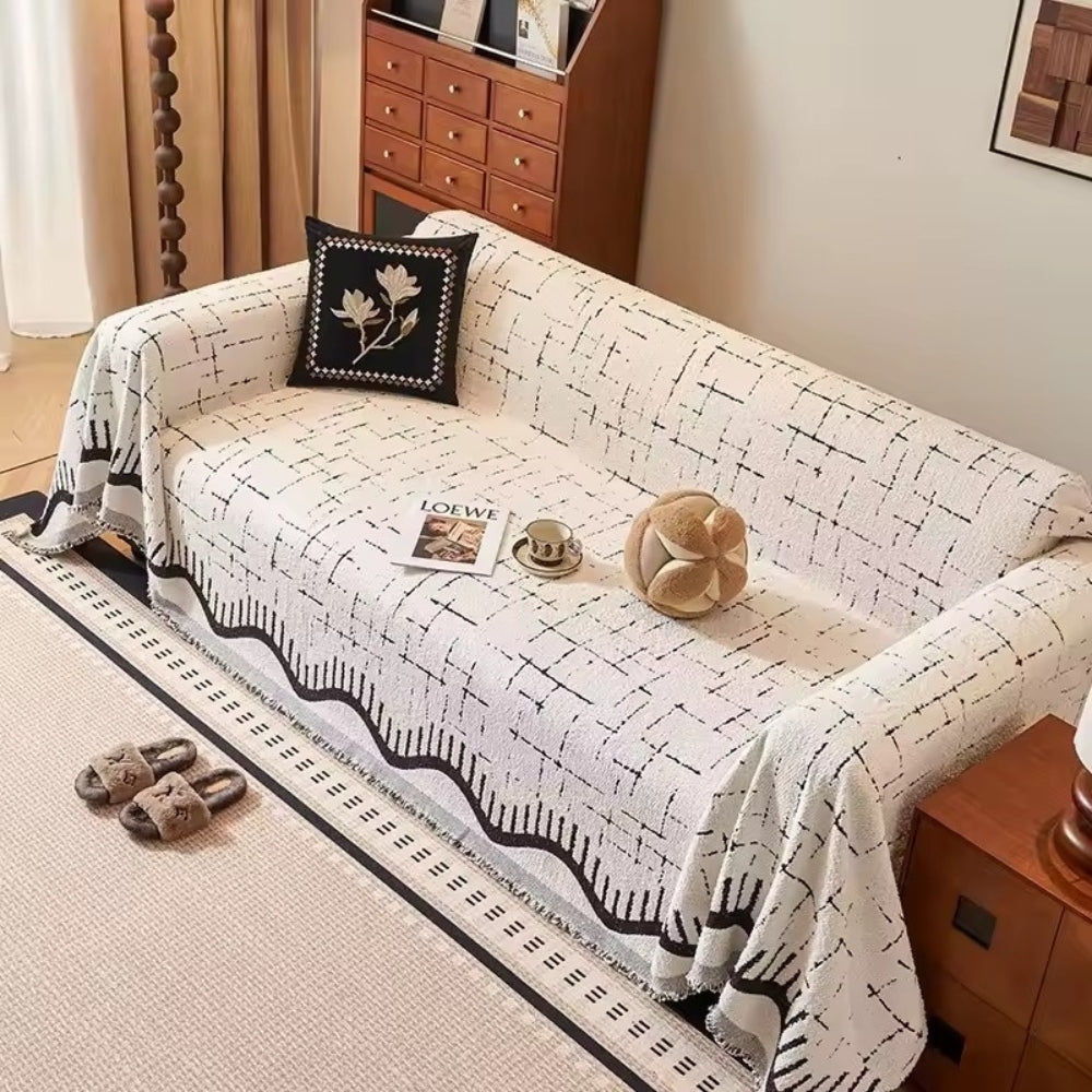Sofa Cover Soft Microfiber Durable Fringe Elegant Style 5