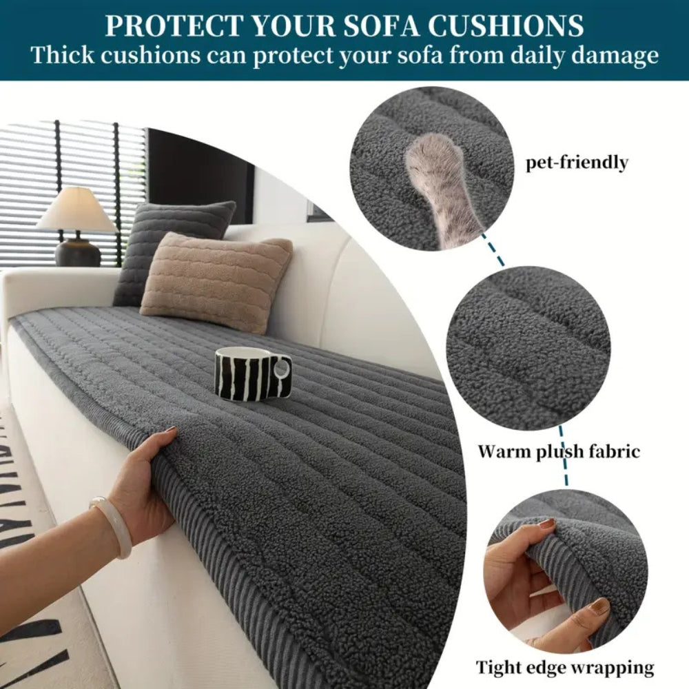 Sofa Cover Thick Soft Microfiber Pet-Friendly Non-Slip Protection 7