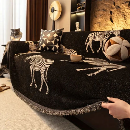 Sofa Cover Zebra Print Soft Microfiber Protection for Home Decor 3