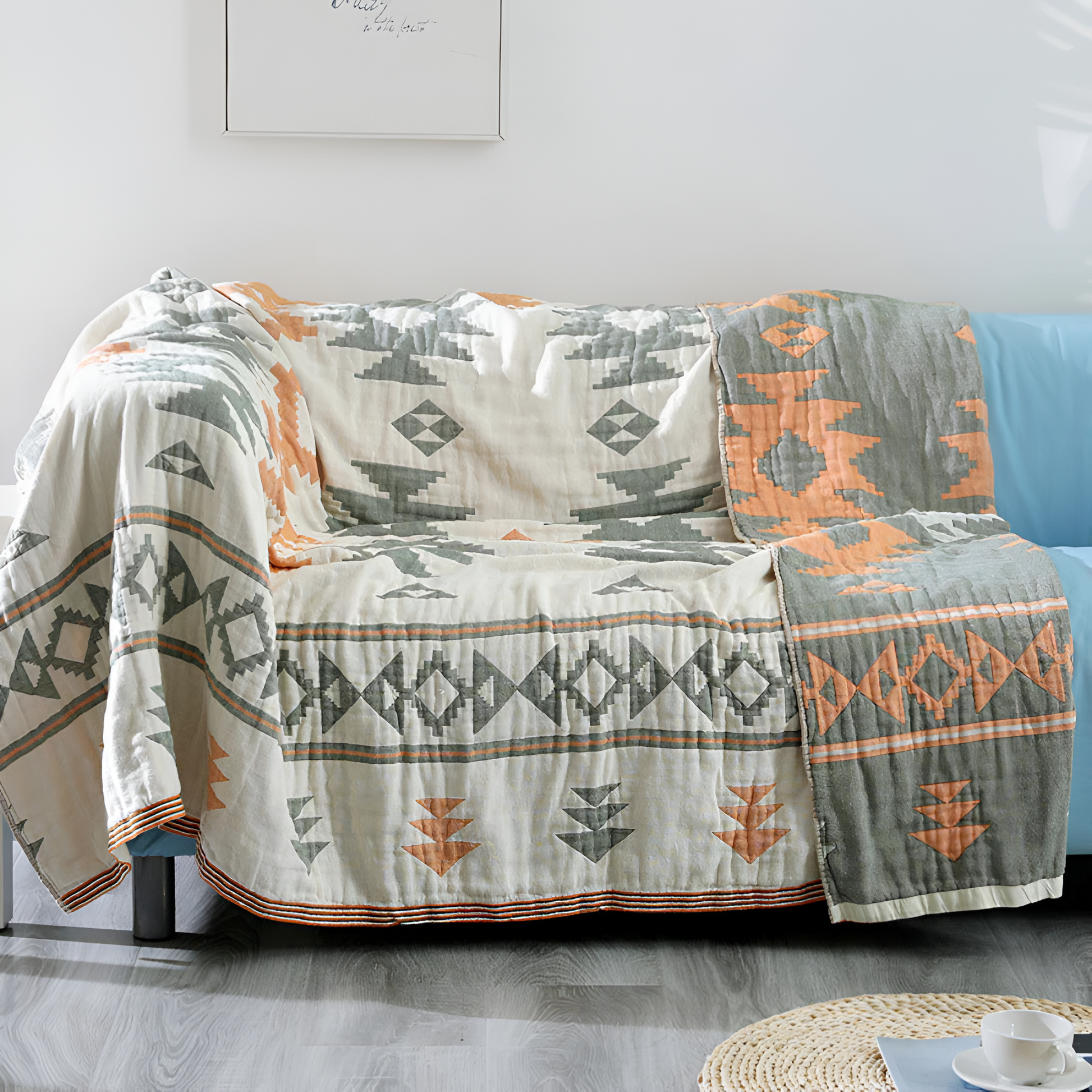 Sofa Cover | Reversible Cotton Design | Year-Round Comfort & Style 1