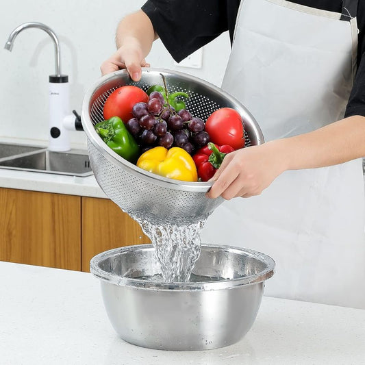 Stainless Steel Colander Strainer Fine Mesh for Rinsing and Mixing 1