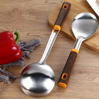 Stainless Steel Utensils Set 6-Piece Ergonomic Wood Grain Design 1