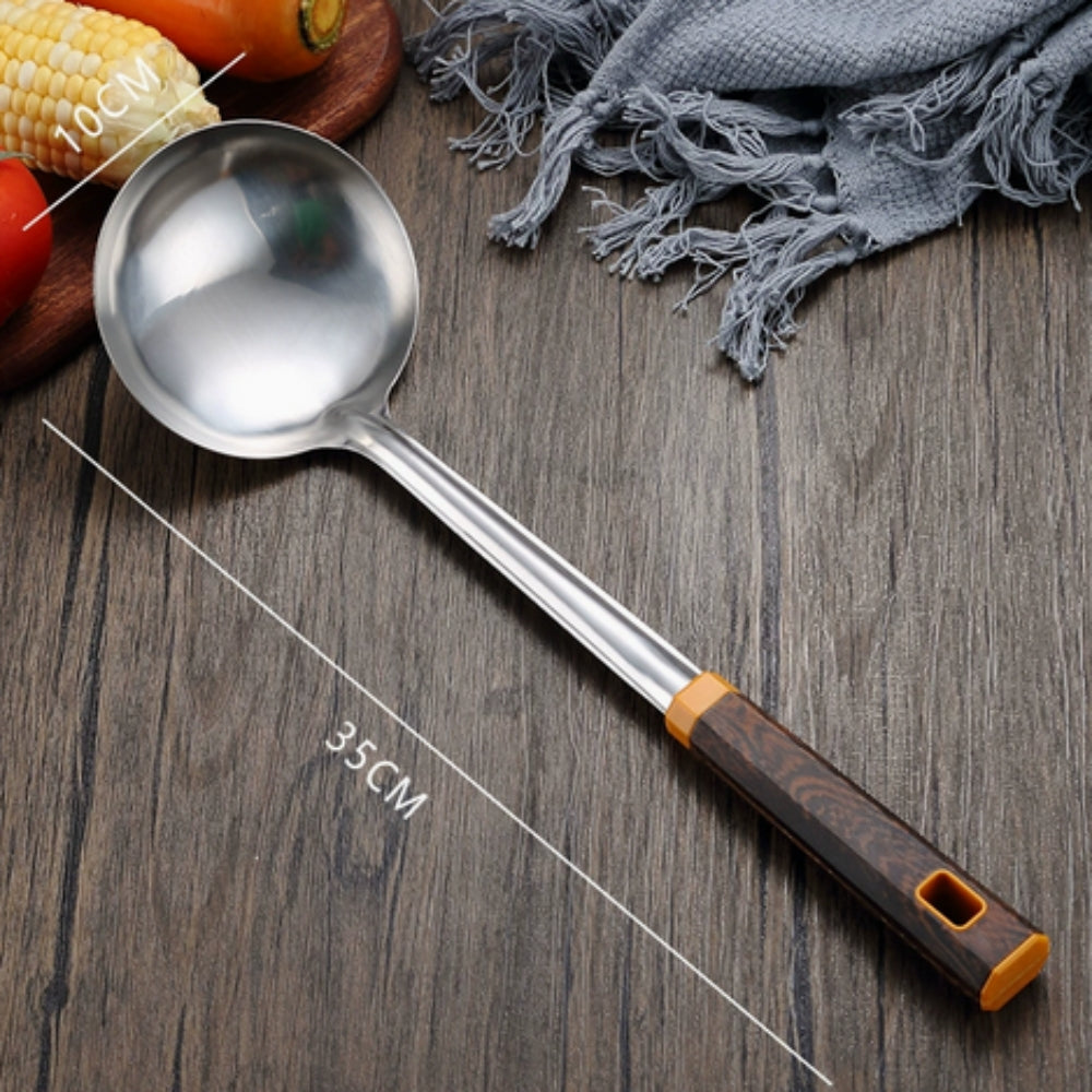 Stainless Steel Utensils Set 6-Piece Ergonomic Wood Grain Design 2