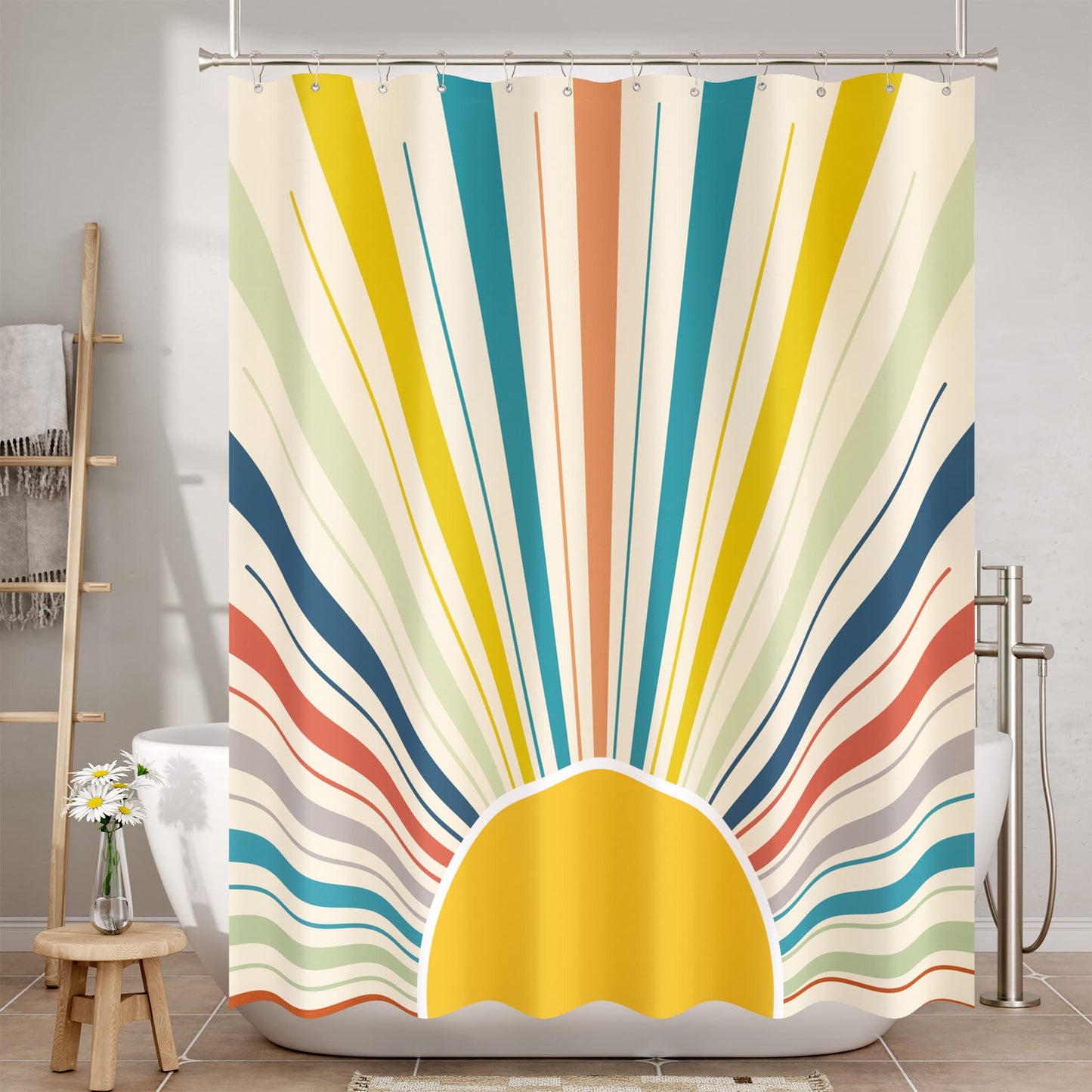 Sunshine | Luxury Shower Curtain Set with Unique Designer Patterns | Water-Repellent Fabric for Stylish Bathrooms 1