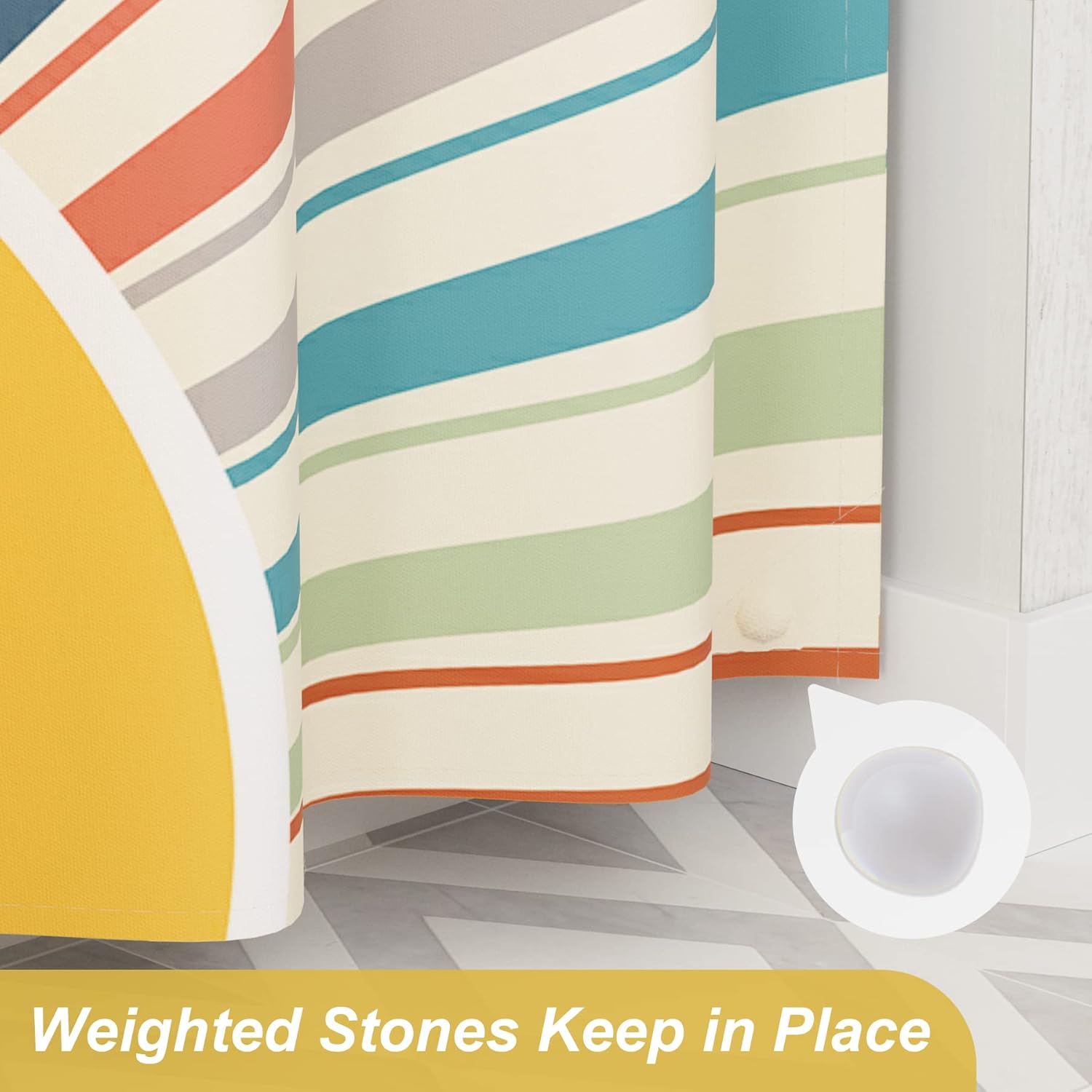 Sunshine | Luxury Shower Curtain Set with Unique Designer Patterns | Water-Repellent Fabric for Stylish Bathrooms 6