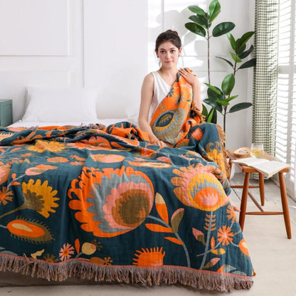Throw Blanket | Boho Floral Design | Cozy Home Decor for Beds & Sofas 2