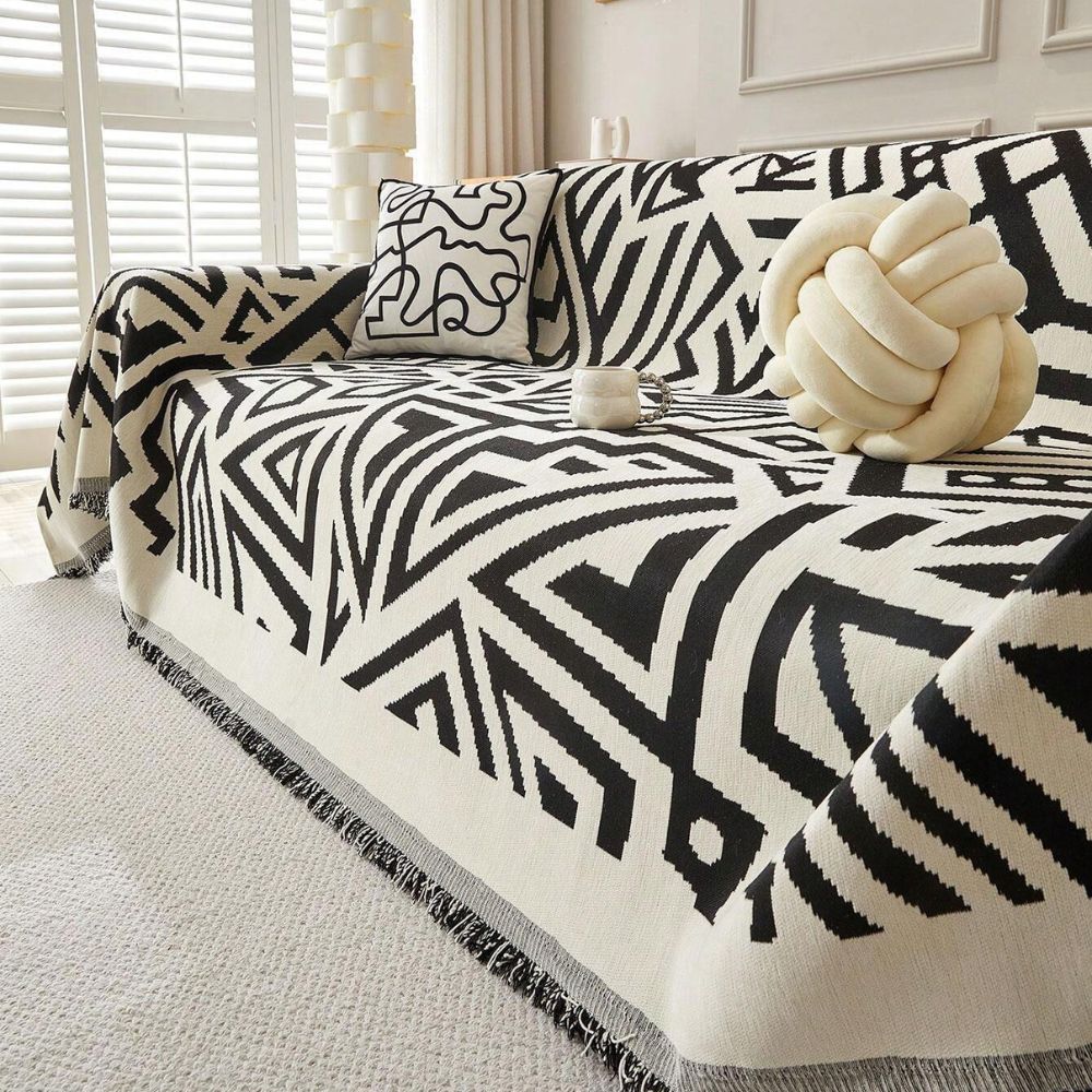 Triangle Sofa Cover Soft Chenille Reversible Design Cozy Comfort 2