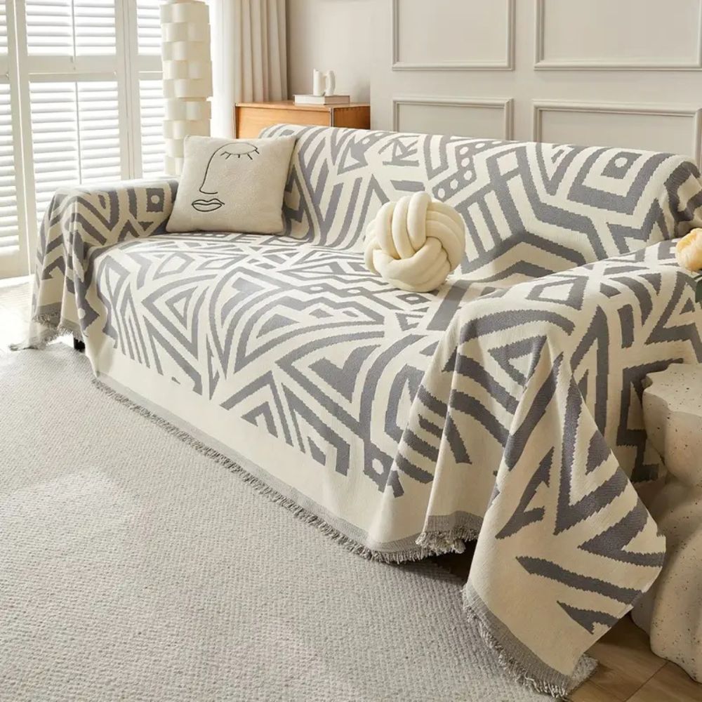 Triangle Sofa Cover Soft Chenille Reversible Design Cozy Comfort 4