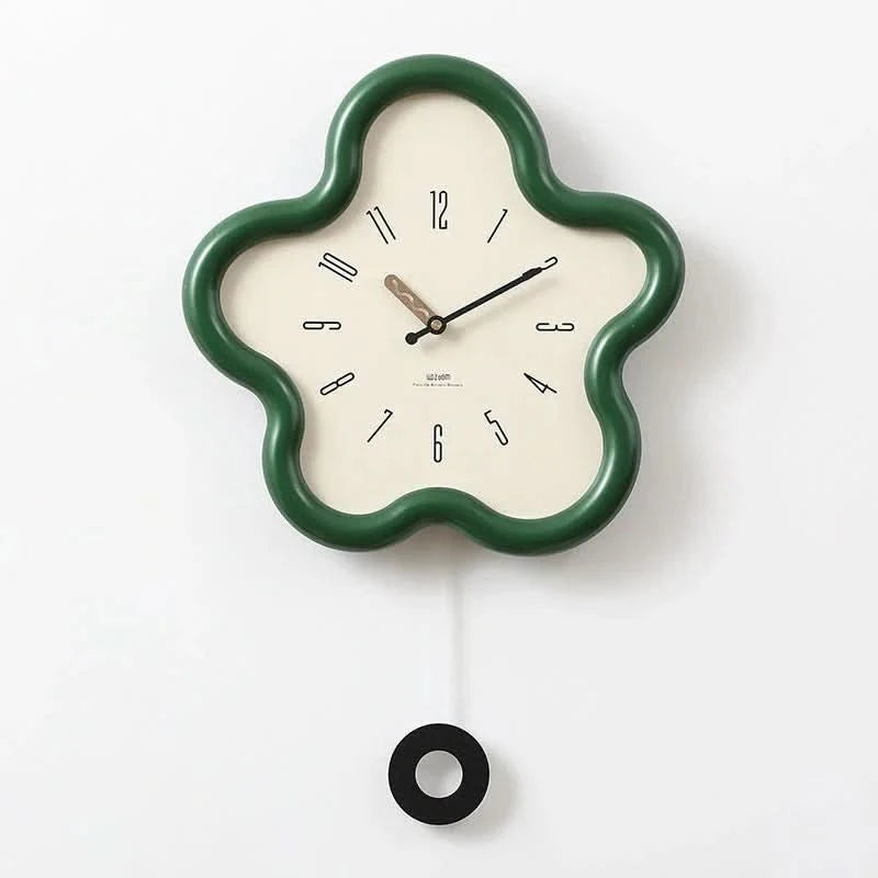 Wall Clock Decor 3D Floral Design Silent Pendulum for Tranquil Spaces 0