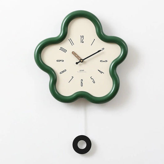 Wall Clock Decor 3D Flower Pendulum Silent Movement Eco-Friendly 0