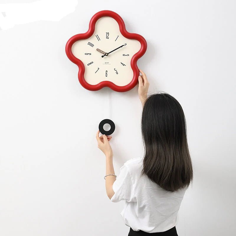 Wall Clock Decor 3D Flower Pendulum Silent Movement Eco-Friendly 6