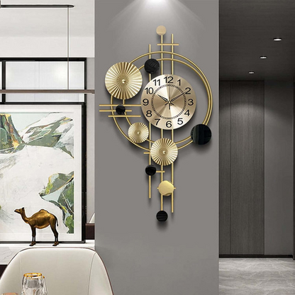 Wall Clock Decor Gold Orbit Design Elegant Modern Style 0