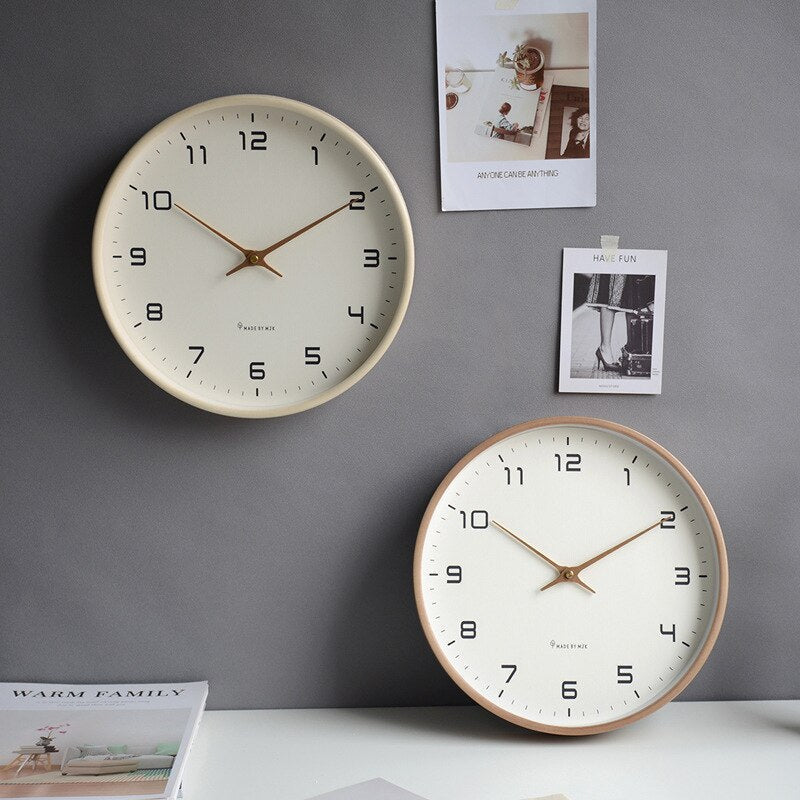 Wall Clock Decor Wooden Minimalist Design Silent Quartz Precision 1