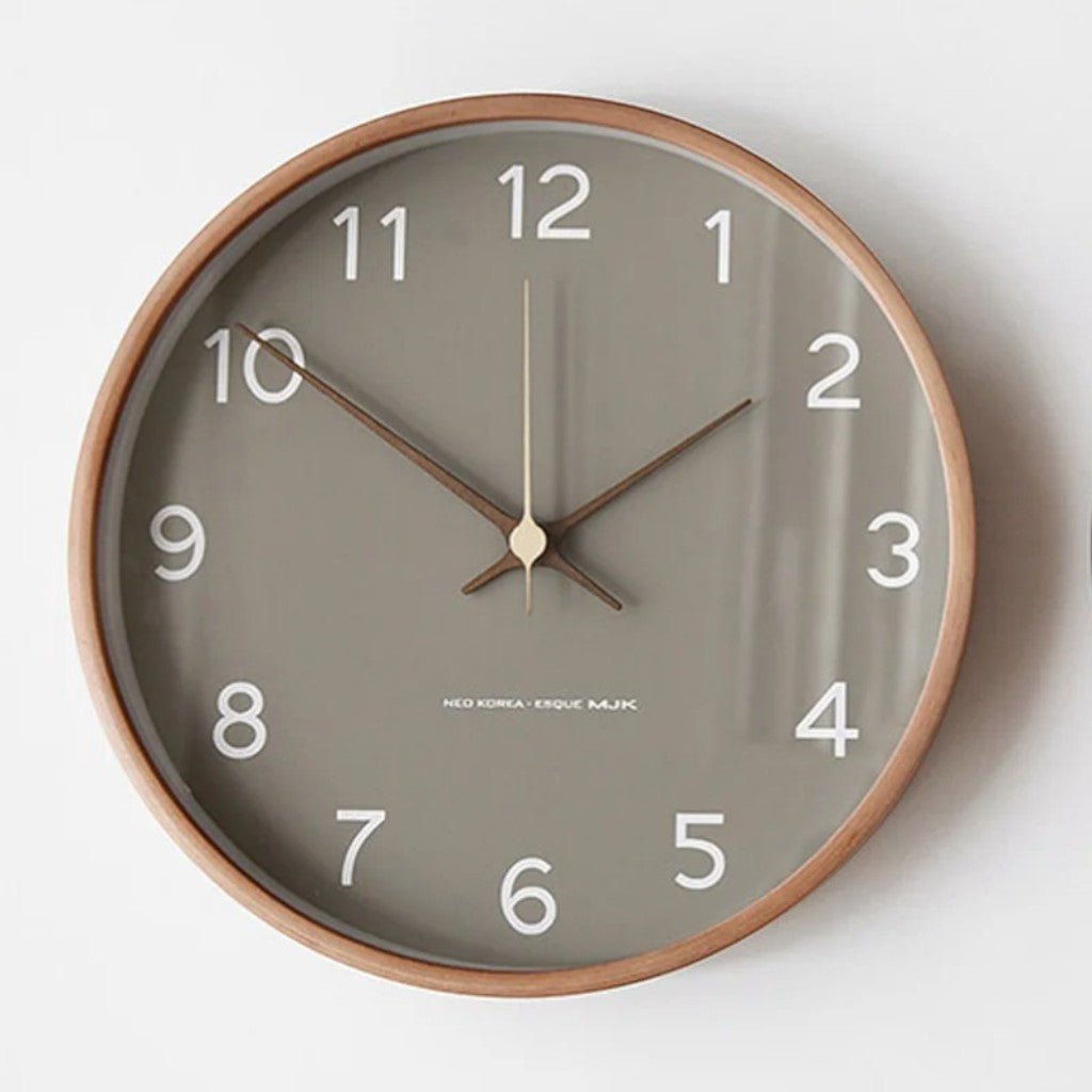 Wall Clock Decor Wooden Minimalist Design Silent Quartz Precision 10