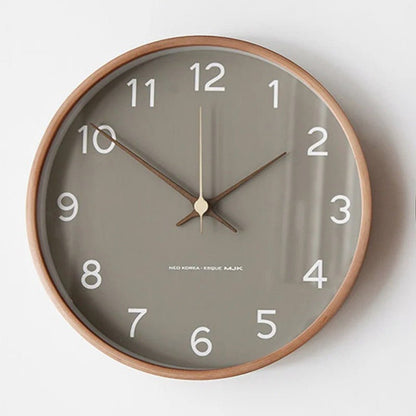 Wall Clock Decor Wooden Minimalist Design Silent Quartz Precision 10