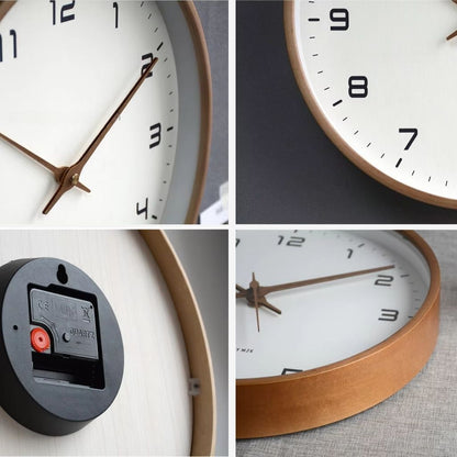 Wall Clock Decor Wooden Minimalist Design Silent Quartz Precision 5