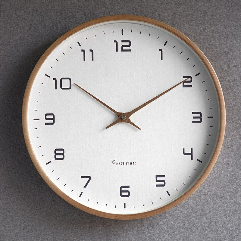 Wall Clock Decor Wooden Minimalist Design Silent Quartz Precision 7