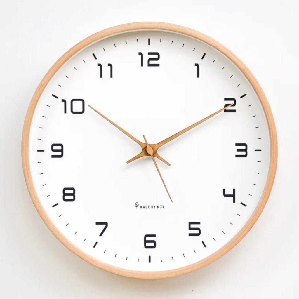 Wall Clock Decor Wooden Minimalist Design Silent Quartz Precision 9