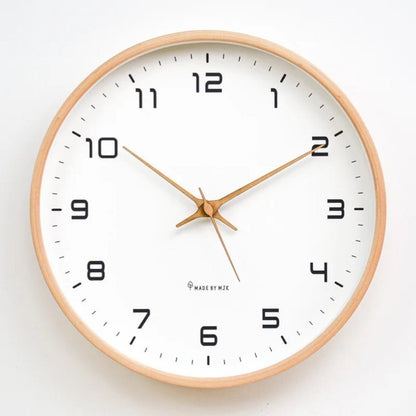 Wall Clock Decor Wooden Minimalist Design Silent Quartz Precision 9