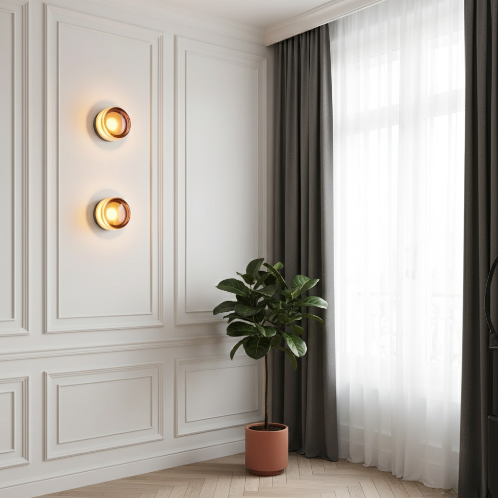 Wall Sconce Lighting Circular Acrylic Shade Soft Glow for Home 6