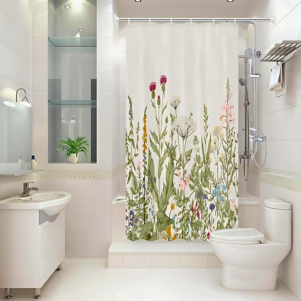 Waterproof Shower Curtain Nature-Inspired Bird Tree Design Easy Care 0
