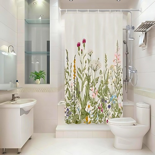 Waterproof Shower Curtain Nature-Inspired Bird Tree Design Easy Care 0