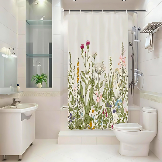 Waterproof Shower Curtain Nature-Inspired Bird Tree Design Easy Care 0