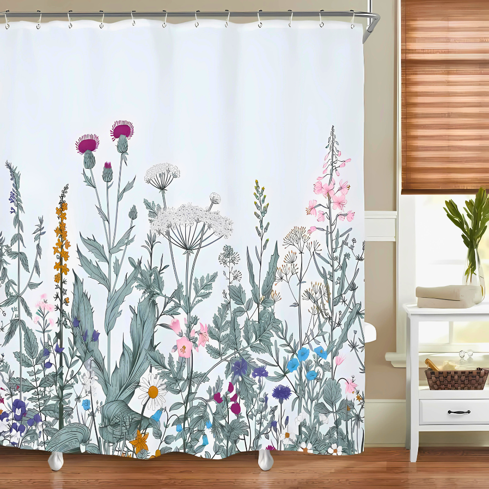 Waterproof Shower Curtain Nature-Inspired Bird Tree Design Easy Care 1