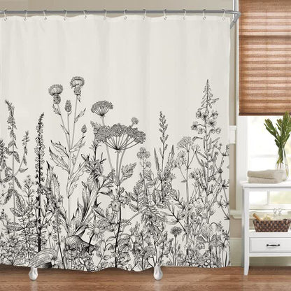 Waterproof Shower Curtain Nature-Inspired Bird Tree Design Easy Care 2