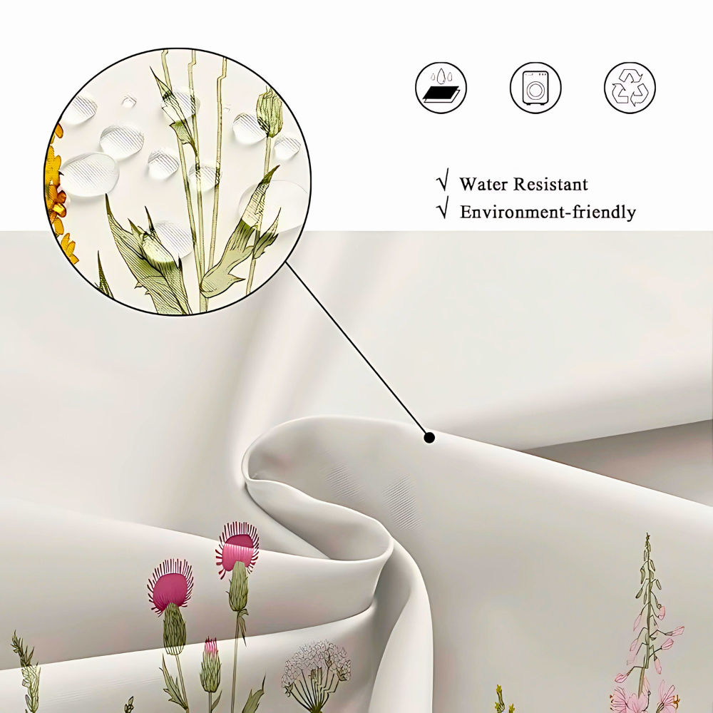 Waterproof Shower Curtain Nature-Inspired Bird Tree Design Easy Care 5