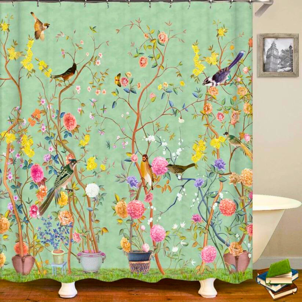 Waterproof Shower Curtain Polyester Rural Design Elegant Decor 0