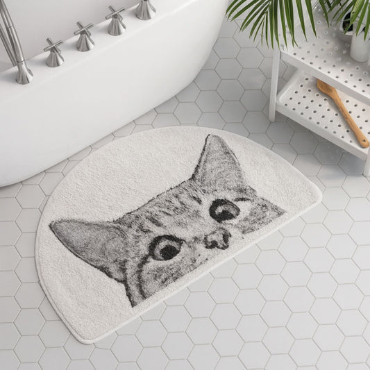 Whimsical Cat | Non-Slip Bath Mat with Soft Polyester & Fun Design | Cheerful Accent for Bathroom Safety 0
