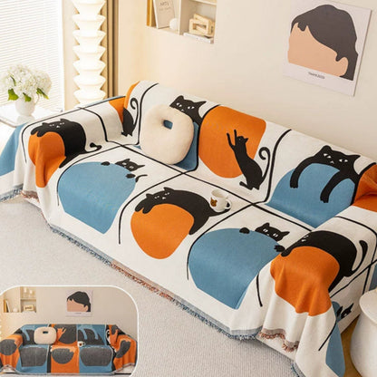 Woven Sofa Cover Cat Print Durable Soft Furniture Protector 1