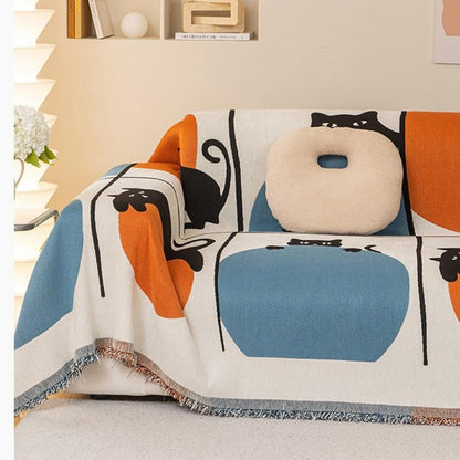 Woven Sofa Cover Cat Print Durable Soft Furniture Protector 3