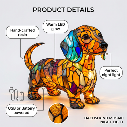 Dachshund LED Mosaic Night Light - Resin Animal Lamp