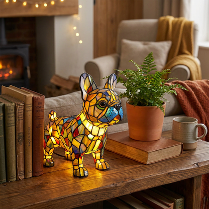 Bulldog LED Mosaic Night Light - Resin Animal Lamp
