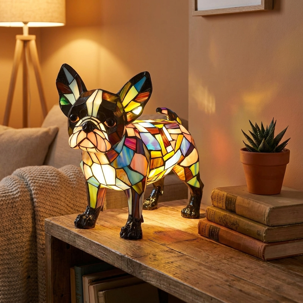 French Bulldog LED Mosaic Night Light - Resin Animal Lamp