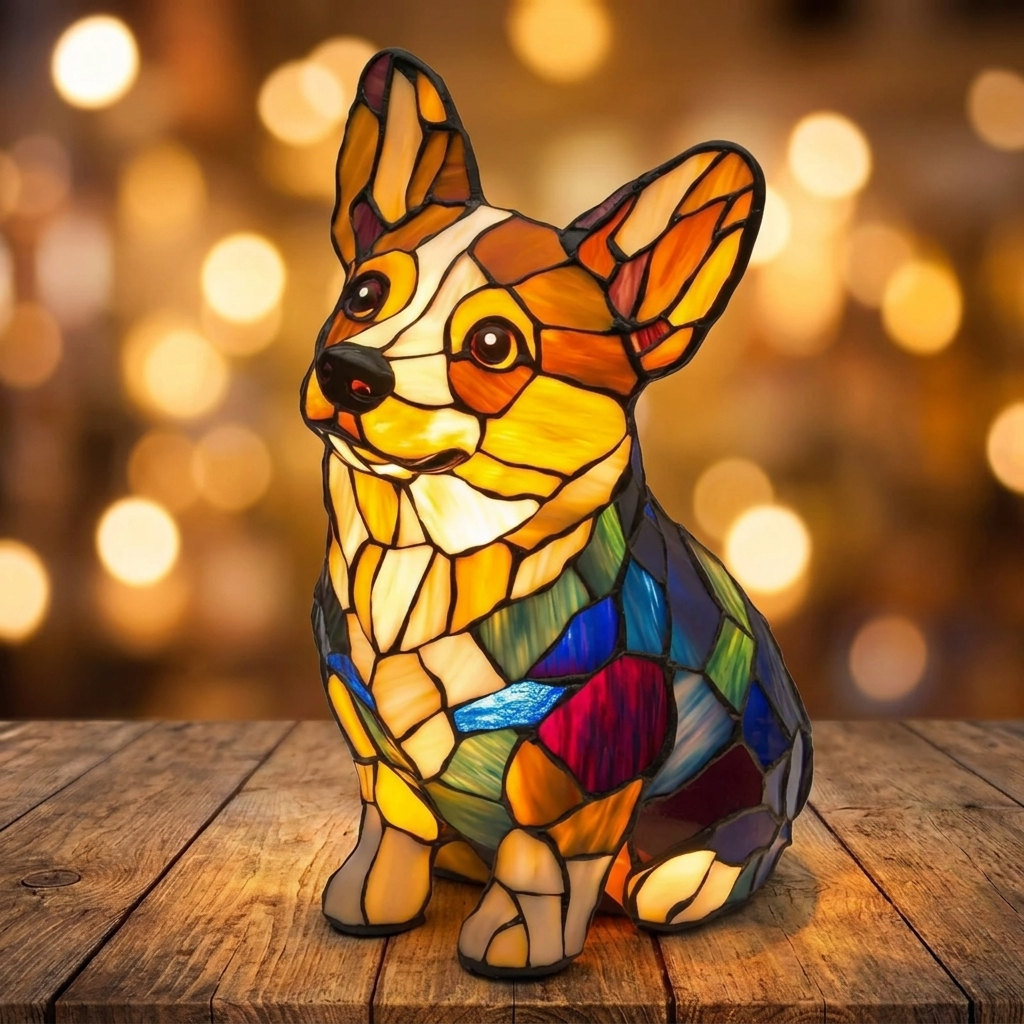 Sitting Corgi LED Mosaic Night Light - Resin Animal Lamp
