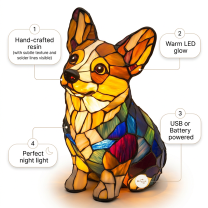 Sitting Corgi LED Mosaic Night Light - Resin Animal Lamp